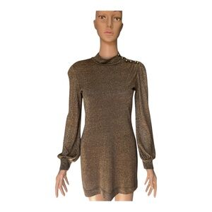 a'gaci Metallic Long Sleeve Dress
